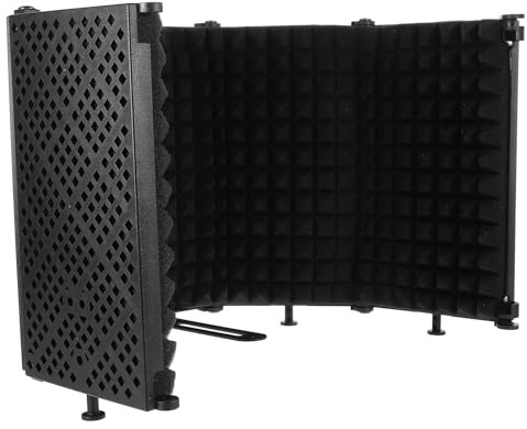 HYTROVE Five-Door Microphone Soundproof Shield with Absorbing Foam, Mic Isolation Screen for Home Studio Recording and Voice Control, Noise Reduction Guard for Microphones