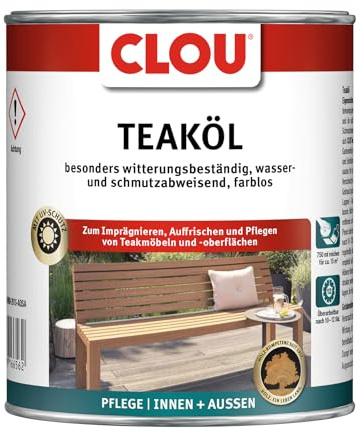 CLOU Teaköl farblos – Holzöl für Teak- & Gartenmöbel – 750 ml | Robust
