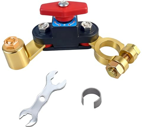 Interruptor de desconexión de batería de coche de alta resistencia, disyuntor de batería de 12 V-24 V con construcción de cobre puro, interruptor giratorio de encendido y apagado para coches, barcos