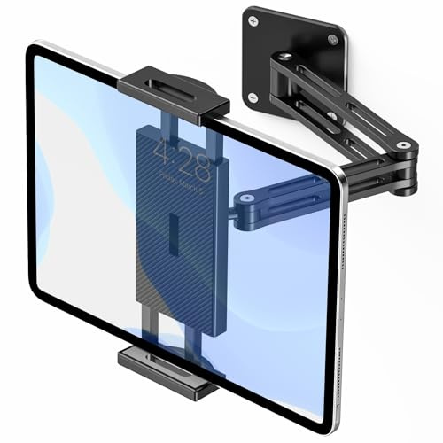 MoKo Universal Tablet Wandhalterung, iPad Wandhalterung 360° Verstellbar | Aluminium dehnbarer & faltbarer Arm, für 4,7-13 Zoll Tablets & Smartphones, kompatibel mit iPad, Galaxy, Surface, Kindle