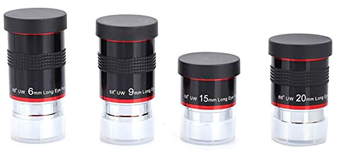 HaloVerde Oculare ultra grandangolare da 1,25 pollici, kit oculare da 68° con 6+9+15+20 mm per accessori telescopio.