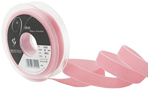 Berisfords Velvet Ribbon Dusty Rose 21mm - Nylon Craft Ribbon for Sewing, Gift Wrapping and Hair Accessories