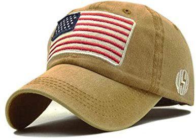 XibeiTrade USA American Flag Baseball Cap Embroidered Polo Style Military Army Washed Cotton Hat (Yellow)