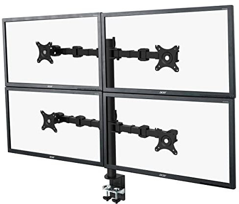 Ergosolid Supporto da Tavolo Professionale Regolabile per 4 Monitor PC da 10-30 Pollici (Diagonale 25-76 cm) con VESA Max 100 x 100 mm, Fino a 4X 10 kg Nero