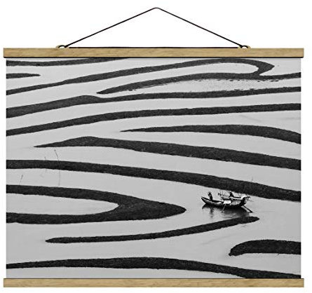 Stoffbild mit Posterleisten - Beauty of Simple Life - Querformat 26 x 35cm Eiche