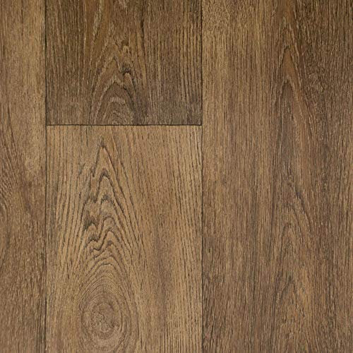 247Floors Forli Wood Plank Effect Vinyl Flooring 2.3mm Realistic Foam Backed Slip Resistant Lino (5m x 4m / 16ft 4 x 13ft 1, Brown Planks)