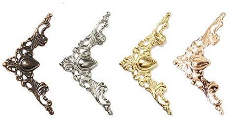 Eckenschutz aus Metall, 4 Farben, Eisenschutz, Vintage-Stil, antikes Buch, Scrapbooking, Eckenschutz, Menüalbum, Eckenschutz, dekorative Schutzabdeckung für Schreibtisch, Schmuckkästchen, Geschenke