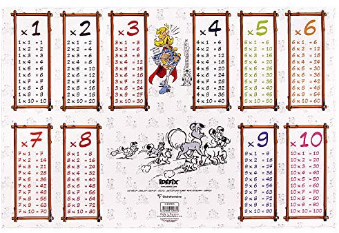 Clairefontaine 812987C - Schreibunterlage ''Asterix - Obelix 3'' 60x40 cm, französische Verbtabelle und 1x1, 1 Stück