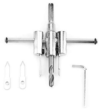 Lochsägen-Kit, 30-120 mm verstellbarer silberner Kreisbohrer für Holz, Kunststoff, Gips