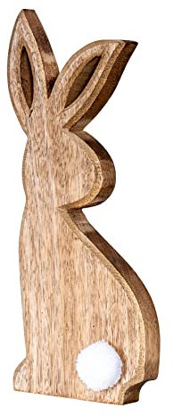 levandeo Osterhase H25cm Mangoholz Holz Hase Osterdeko Dekoaufsteller Deko Figur Frühling Ostern Tischdeko Aufsteller