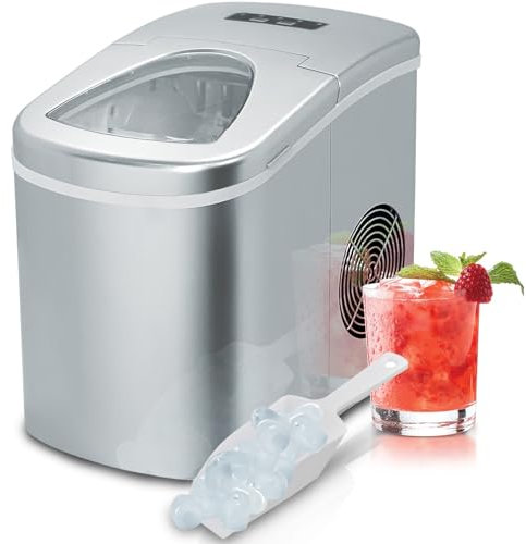 Machine à Glaçons,12 KG de glaçons par jour,Temps de Production:6 à 8 Minutes,Machine à Glaçons Portable de 2,2L,Tailles Petites et Grandes,Auto-Nettoyage,Parfait pour la Maison/Cuisine/Bureau