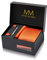 Massi Morino Krawatte Orange mit Einstecktuch Set Herren inkl. Manschettenknöpfe, Krawattennadel und Geschenkbox - Männer Krawattenset