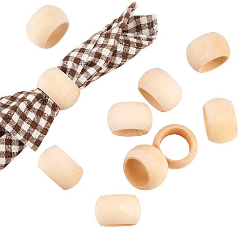PH PandaHall 10pcs Ronds de Serviette, Porte-Serviettes en Bois Porte-Serviettes de Table Rond Porte-Serviettes en Bois de Ferme Anneaux pour Les Vacances Mariage Salle à Manger Décoration de Table
