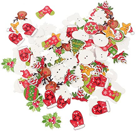 COHEALI 100stücke Weihnachtliche Holzknöpfe Bunte Knöpfe Für Kleidung Dekoration Design Für Nähprojekte Bastelarbeiten Mix Aus Verschiedenen Stilen
