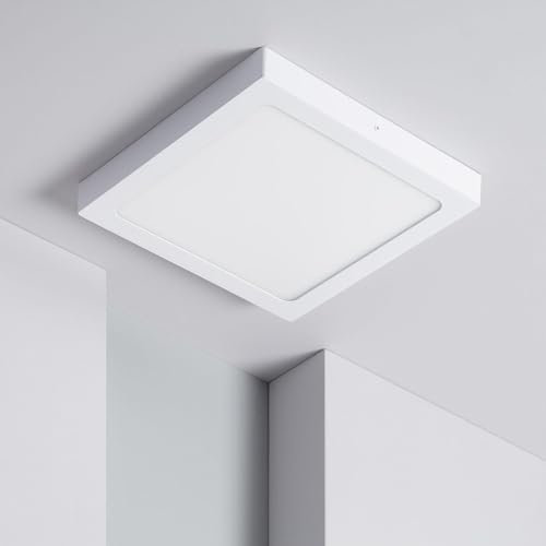 LEDKIA LIGHTING - LED Deckenleuchte 24W | 300x300 mm Eckig | 5000K Kaltweiß | 1900 Lumen Lichtstrom | Energieeinsparung | Aluminium, Kaltweiß, Aluminium