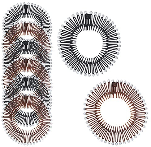 LEEQ zickzack kamm - 8 Stücke Voll Kreisförmig Stretch Kamm - Flexibler Kunststoff Kreis Kamm Stretch Haarkamm Stirnband Haarbandhalter für Frauen Mädchen (2 Farben)