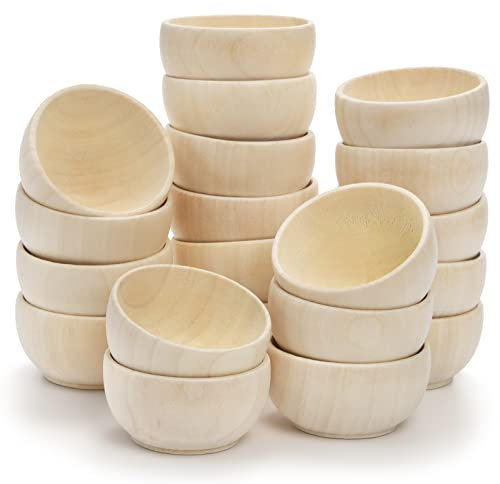 ZENFUN Paquete de 20 cuencos de madera para pellizcos, mini cuencos sin terminar para salsa, cuencos de condimentos, nueces, dulces, frutas, aperitivos y aperitivos