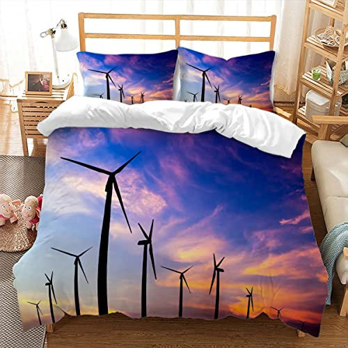 huitutu Bettwäsche Set 135x200cm 2 teiliges Bunte Himmel Muster Bettbezug Mikrofaser Bettwäsche Bunt mit Reißverschluss Extra groß und 1 Kissenbezug 80x80cm