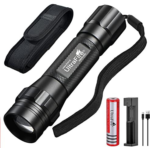 UltraFire 850nm IR Taschenlampe Infrarot Illuminato, Zoomable IR Lampe mit Holster, Wiederaufladbarer Batterie und Ladegerät, IR Licht Kleine Taschenlampe für Nachtsicht Jagd
