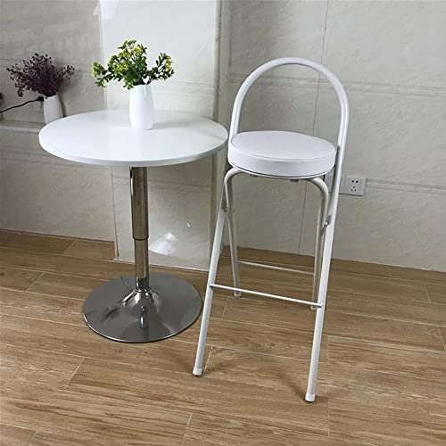 FREAZE Barhocker Klappbarer Tresenhocker 60cm 65cm 70cm 75cm, Runder Barstühle Mit Sitz Gepolsterter, Faltbar Barstühle Für Stehhilfe Weiß/schwarz (Color : White, Size : 60cm(24inch))