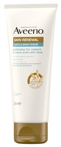 Aveeno Skin Renewal Sanftes Körperpeeling (1 x 200 ml), sanftes Peeling mit pflegendem präbiotischem Hafer, 2% natürlich gewonnenes PHA & glättendes Niacinamid, Körperpeeling für empfindliche Haut
