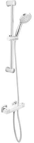 Holdfiturn Round Chrome Thermostatic Bar Shower Mixer Valve and Slider & Riser Kit for Home Bathroom