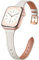 CeMiKa Slim Leather Straps Compatible with Apple Watch Strap 42mm 44mm 45mm 49mm 46mm, Thin Leather Replacement Band for Apple Watch Ultra/Ultra 2/iWatch Series 10 9 8 7 6 5 4 3 2 1, Women Men, White