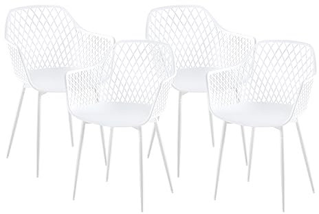 anrekl Juego de 4 sillas de Comedor con Patas de Metal, sillas con reposabrazos, sillas de Cocina, sillas de Comedor, sillas de Asiento para Comedor o salón, Color Blanco