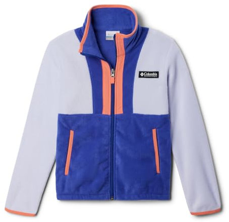 Columbia Uni Kids Back Bowl II Full Zip Fleece, Snowdrift/Clematis Blue/Hot Coral, Small