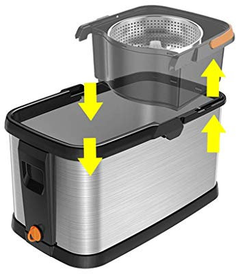 Trapeadores electrónicos Trapeador de Doble accionamiento Cubo de fregona Manos Libres Ahorro de Rueda de Engrosamiento Cesta de Metal de Acero Inoxidable para Ahorro de Agua (un Color)