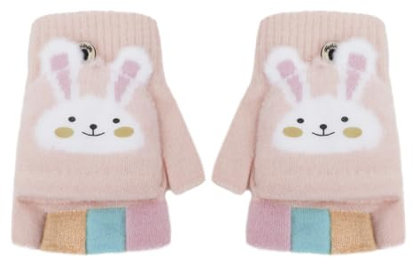 Herbst Winter Baby Warme Kinder Fingerlose Handschuhe Kleinkind Kinderhandschuhe Strickhandschuhe mit Klappe Halbfinger Handschuhe mit Flip Winterhandschuhe Thermo Handschuhe 1-5 Jahre Mädchen