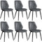 Yaheetech Esszimmerstühle 6er Set Küchenstühle gepolstert Metallbeine bis 136 KG Belastbar Polsterstuhl für Küche/Esszimmer/Schlafzimmer/Restaurant Dunkelgrau/Polyester