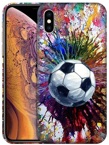 GlamCase iPhone X/XS Case - Vintage Color Football (Soccer) Design Printed Slim Fit Cute Plastic Hard Snap on Protective Designer Back Phone Case/Cover for iPhone X/XS. Multicolor