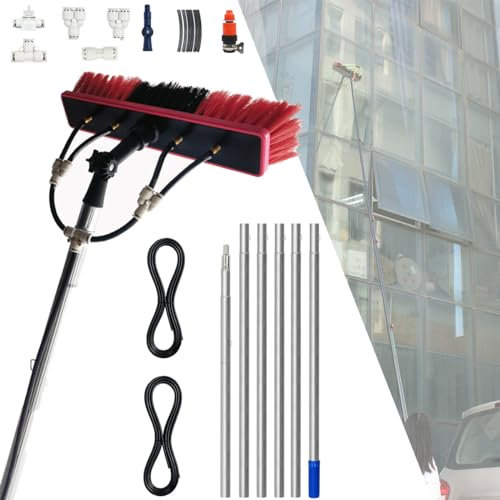 Morlinca Teleskop Waschbürste 3-9m, Waschbürste mit Teleskopstiel, 55cm Brush Head, Teleskopstange Fensterreinigung zur Reinigung von Solaranlage Terrassendach PV Anlage Reinigung (35cm,7m/23ft)