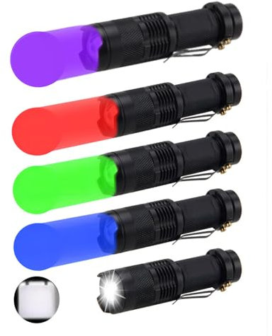LIAISIMI LED-Taschenlampe Multifunktions-Arbeitsleuchte Tragbare Mini-Lampe 3 Modi einklappbare Taschenlampe Ideal für Camping, Wandern, Nachtsicht, Nachtangeln, Astronomie und Notfälle (5, R+B+G+P+W)
