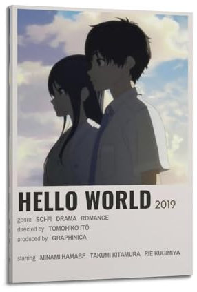 szzmyo Hello World Filmposter, dekoratives Gemälde, modernes ästhetisches Leinwandposter, Schlafzimmer-Kunst, Wohnzimmer-Dekoration, Poster, 20 x 30 cm, Rahmenstil