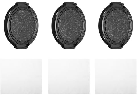 PATIKIL 43mm Lens Cap, 3 Pack Sides Pinch Snap Camera Lens Cover for Front Lens with Cloth, Suitable for 43mm Thread Universal DSLR Lenses for Nikon, for Fujifilm, for Pentax, for Leica