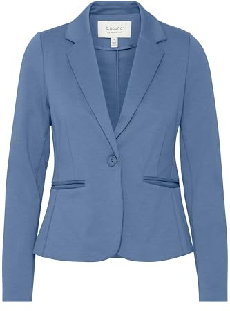 b.young BYRizetta Damen Blazer Jackenblazer Anzugsblazer mit Stretch Reverskragen 1-Knopf-Form Paspeltaschen Slim fit, Größe:44, Farbe:Blue Horizon (183929)