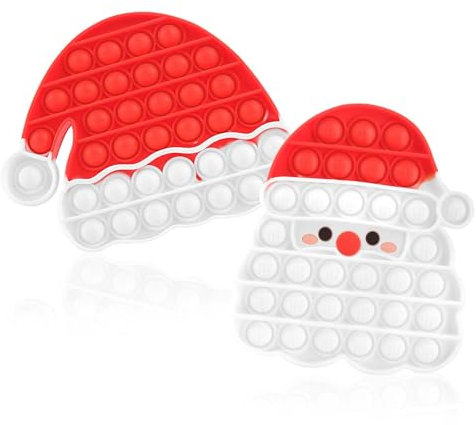 HGRGHH 2 Stück Weihnachten Pop It Fidget Toy, Push and Pop Bubble Sensory Fidget Spielzeug, Plopper Spielzeug, Silikon Popit Toy, Angst Relief Autismus Spielzeug für Kinder und Erwachsene