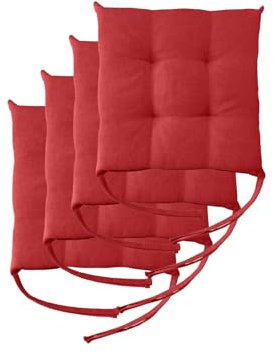 Il Tuo Artigiano Design 4 Stuhlkissen im Set, 40 x 40 cm 6 cm dick, Polsterung aus Schaumstoff und weichem Acryl, Sitzkissen Stuhl 4er Set, Stuhlkissen Outdoor 40x40 (4, Rot)
