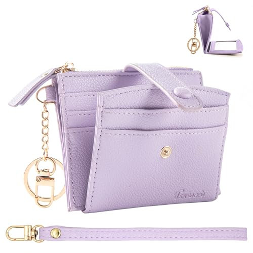 TSNSOEEO Schlüsselanhänger, Geldbörse, Handgelenk, klein, Kreditkartenhalter, Armband, Schlüsselanhänger, Geldbörse, Armreif, Quaste, Perlen, Schlüsselanhänger für Damen, 04-Rfid Violett, Allgemeines
