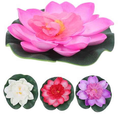 BUGUUYO Künstliche Seerosen Eva Schwimmende Wasserlilien 10cm Farbige Lotusblumen Teich Und Springbrunnen Dekoration Für Aquarien Und Pools