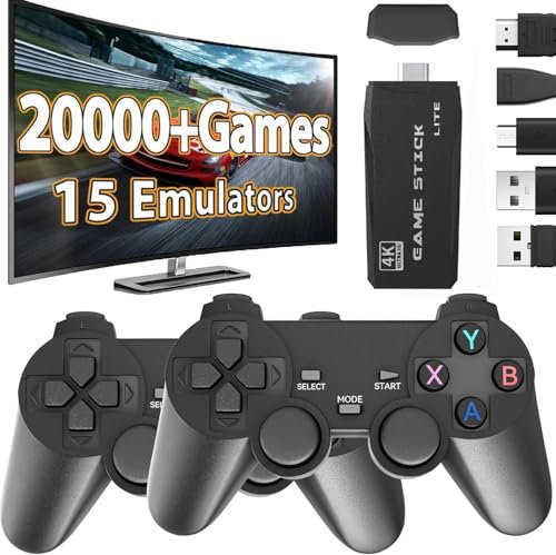Retro Konsole Spielkonsole Game Stick, Retrolink 21700+ Spiele Videospielkonsole mit 2 Gamepads, Retro Konsole Plug & Play Game Stick TV HDMI, Geschenk für Kinder Jungen & Erwachsene (X1 Pro)