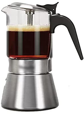 ZLSNOBLE Cafetera Espresso Moka, Cafetera De Doble Válvula, Cafetera De Acero Inoxidable 4/6/9 Tazas, Cafetera Eléctrica De Cerámica, Regalo para San Valentín(240ML)