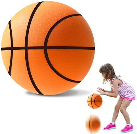 HOVCEH Silent Basketball, 2025 Upgraded Indoor Basketball Größe 7, Non-Dropping Slag PU Lautloser Basket-Ball, 24 cm Lightweight Soft Dribble Mute Ball for Training (Orange)