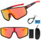 Schnelle Brille Fahrrad Sonnenbrille Herren Polarisierte Fahrradbrille Damen Sportbrille UV400 Schutzbrille Laufbrille Winddicht Radbrille für Radfahren Fahren Laufen Golf Ski Bergsteigen Angeln Rot