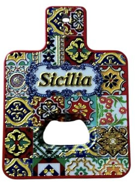 Imanes abrebotellas sicilianos decorativos, diseño de limones y motivos tradicionales, souvenirs de Sicilia (Sicilia)