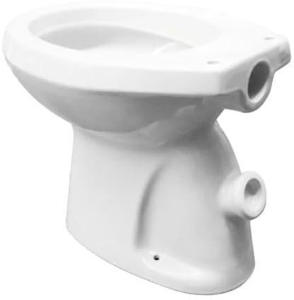 Barbottina Vaso WC a Terra in Ceramica Bianca Lucida con Doppio Foro di Scarico e Brida di Risciacquo