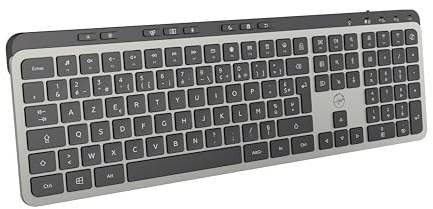 Mobility Lab – KP450W Wireless Multi-Connection Keyboard – AZERTY, Receiver 2.4 Ghz USB + 2 x Bluetooth, 25 Multimedia Shortcuts, Fast Charging via USB-C – Windows