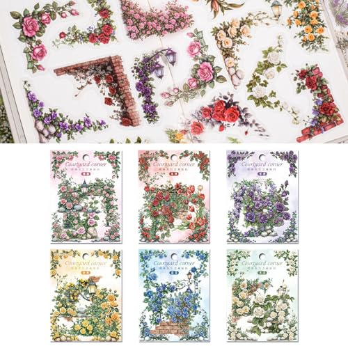 pclapora 180 Stück Scrapbook Papier, Blätter Hof Ecke Blume Scrapbook, Scrapbooking Papier Blumen Muster, Scrapbooking Paper für DIY Karte Herstellung, Journaling Supplies, Fotoalbum